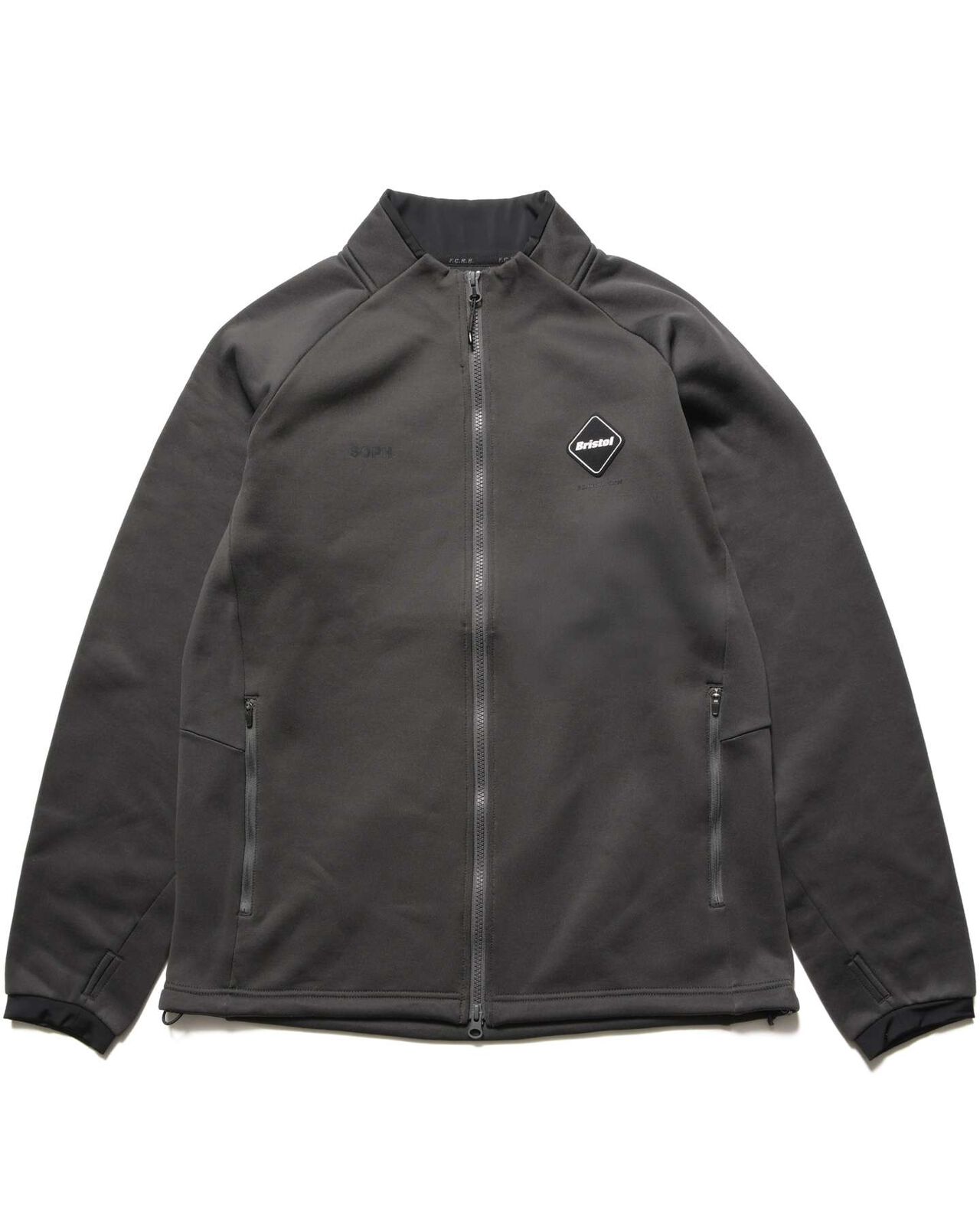 STRETCH FLEECE STAND COLLAR BLOUSON,CHARCOAL GRAY, large image number 0
