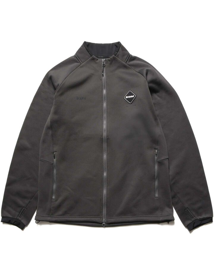 STRETCH FLEECE STAND COLLAR BLOUSON,CHARCOAL GRAY, medium