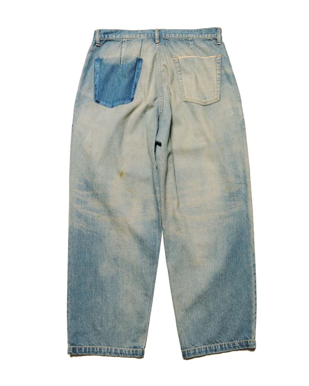 FADE DENIM BOLD-FIT TUCK JEANS,INDIGO, large image number 1