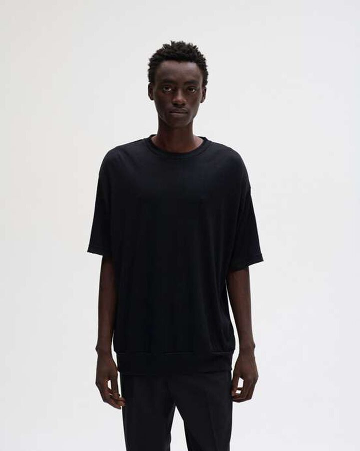 WASHABLE WOOL S/S TOP,BLACK, medium image number 4