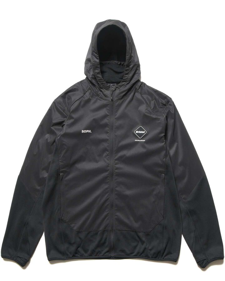 GRID FLEECE HYBRID HOODIE,BLACK, medium