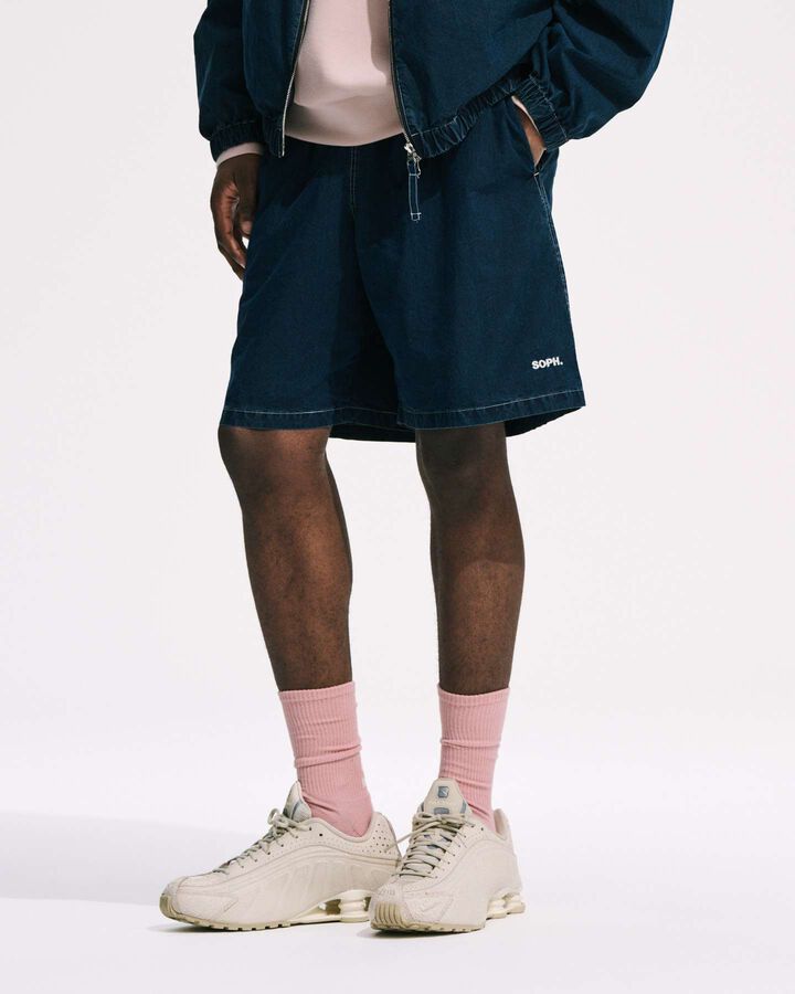 WASHED CRISP DENIM EASY SHORTS,INDIGO, medium image number 4