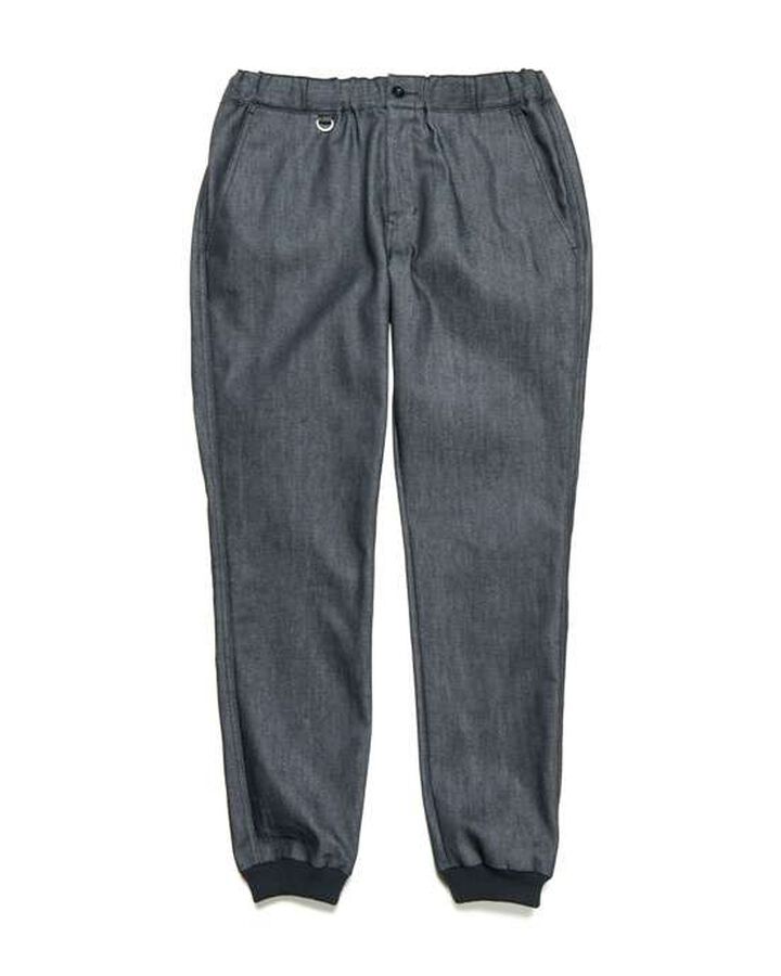 STRETCH DENIM SLIM FIT RIBBED PANTS,BLACK, medium image number 0