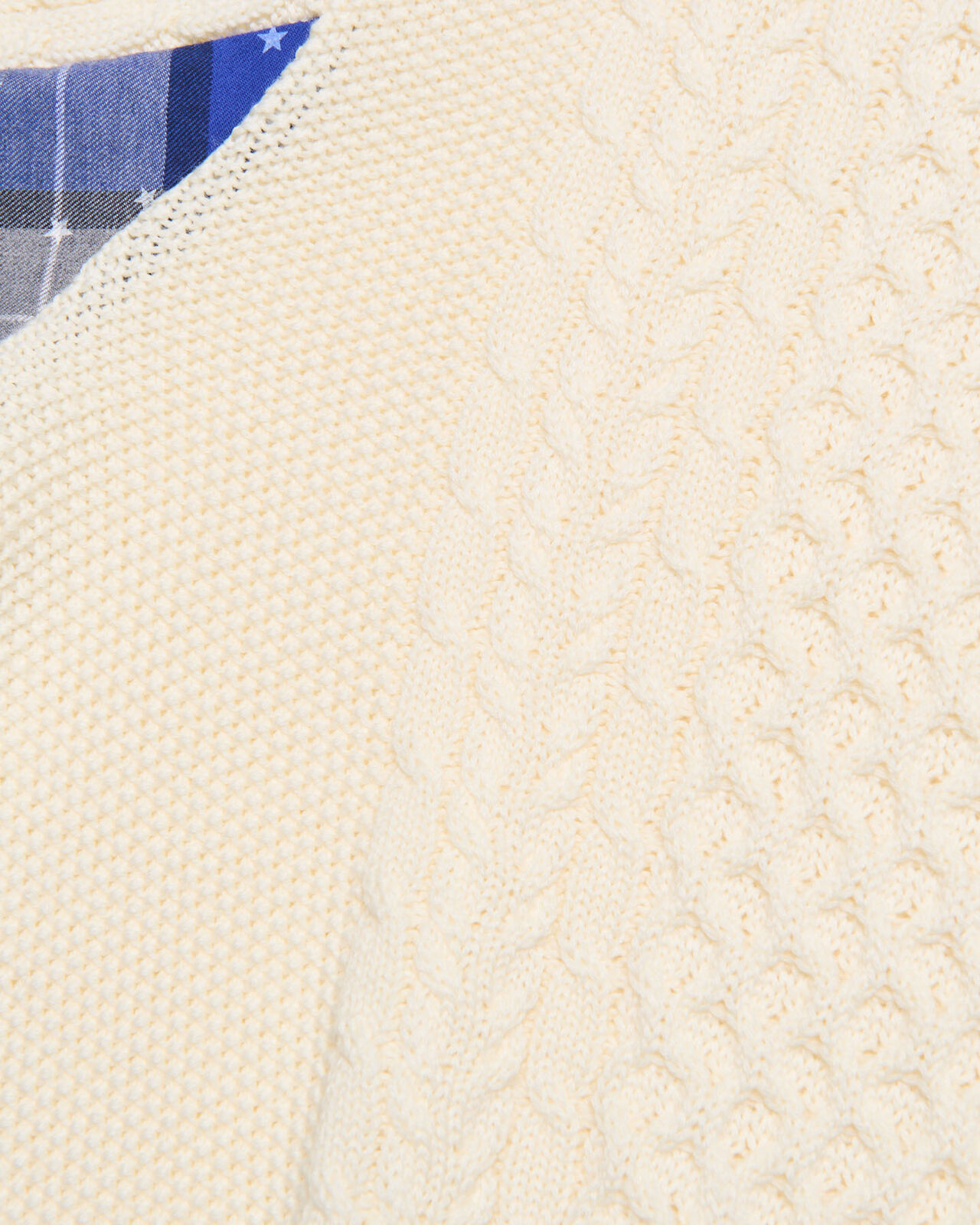 STAR PRINT CHECK PANELED CABLE KNIT,WHITE, large image number 3