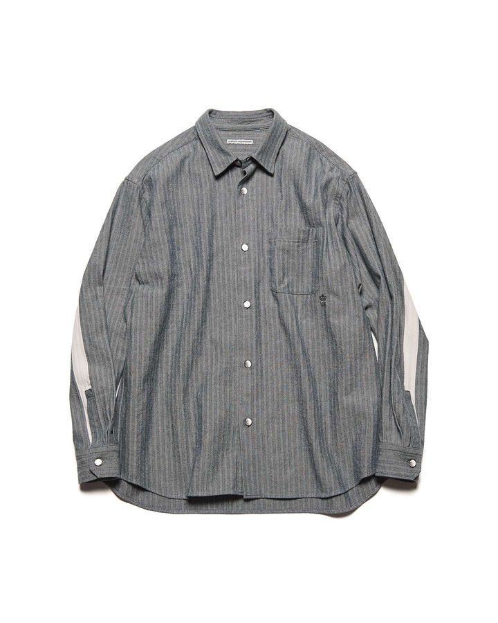 SELVAGE HERRINGBONE SHIRT,CHARCOAL GRAY, medium