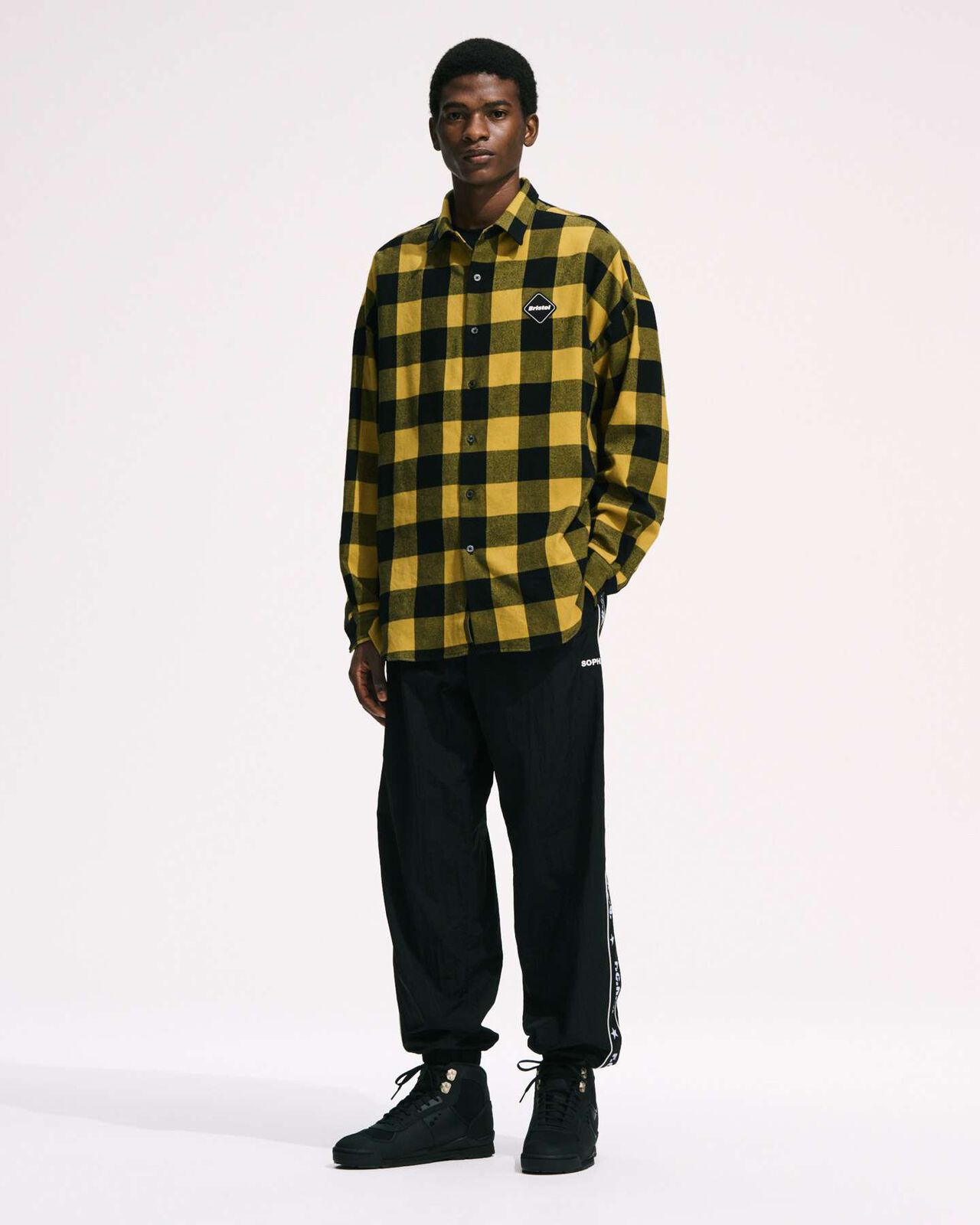 BIG LOGO FLANNEL BAGGY SHIRT,MUSTARD, large image number 5