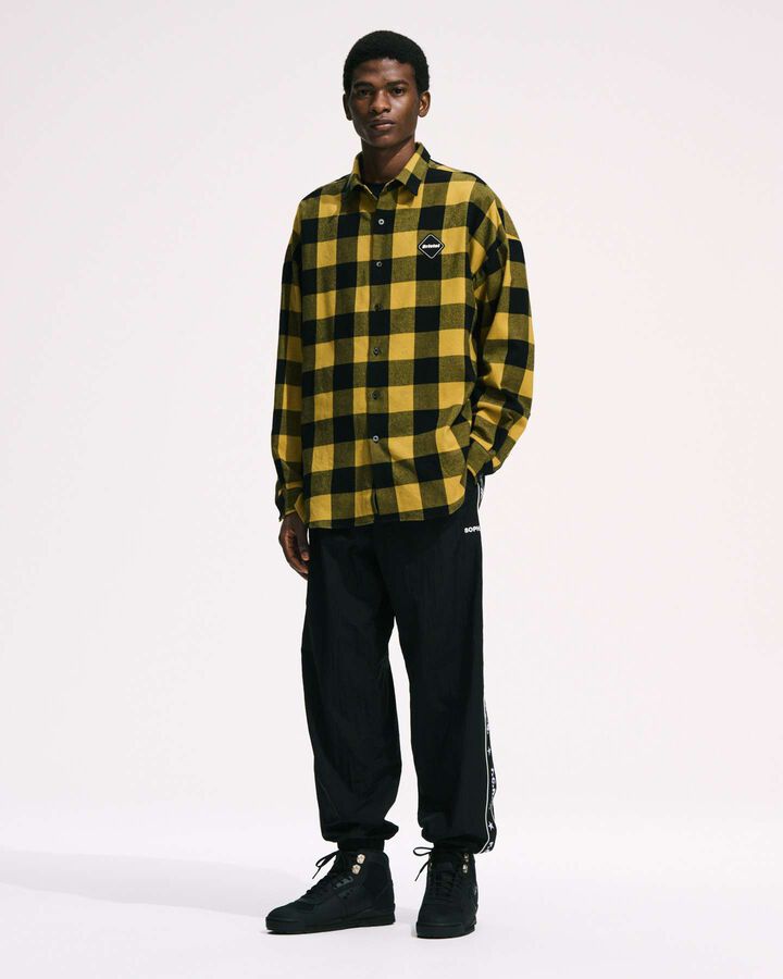 BIG LOGO FLANNEL BAGGY SHIRT,MUSTARD, medium image number 5
