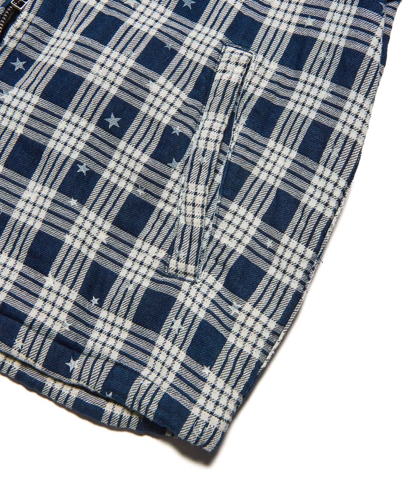 STAR PRINT CHECK HOODED BLOUSON,INDIGO, large image number 3