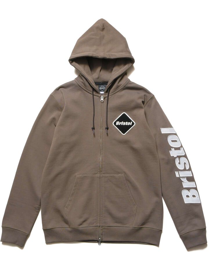 SLEEVE LOGO ZIP-UP SWEAT HOODIE,GREIGE, medium