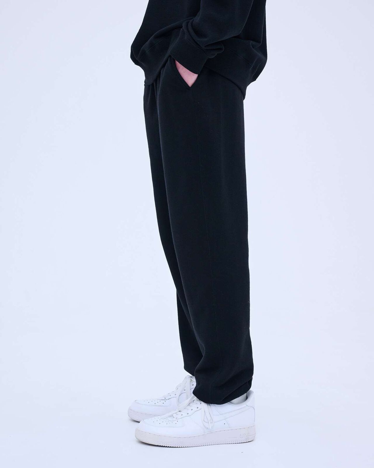 COTTON CASHMERE SWEAT PANTS,BLACK, large image number 4