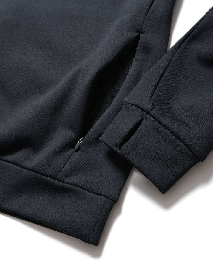 STRETCH FLEECE CREWNECK TOP,BLACK, medium image number 3