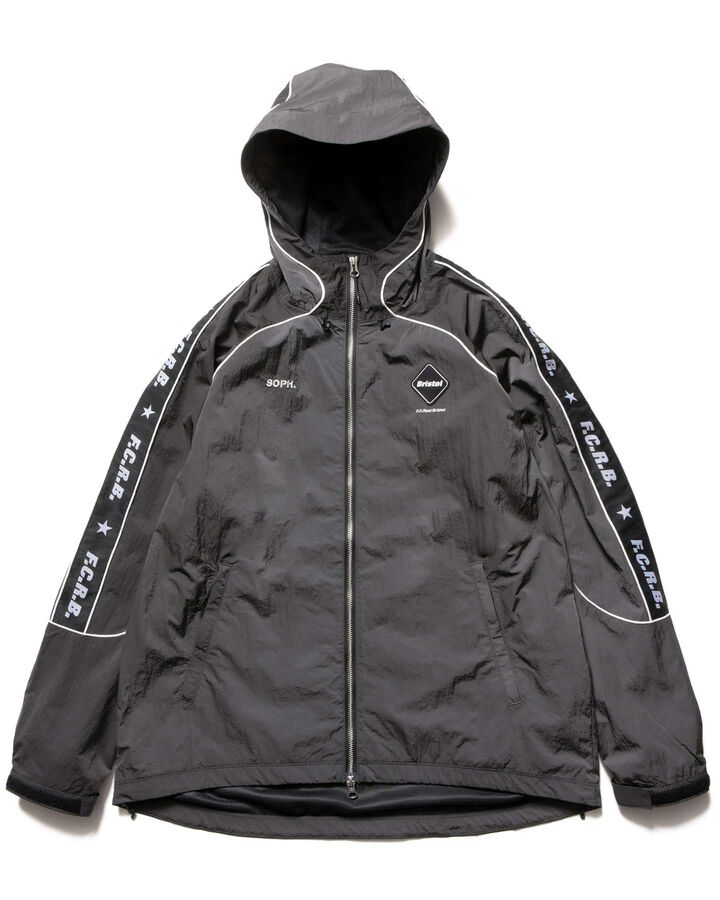 NYLON CHAMBRAY PRACTICE HOODED JACKET,CHARCOAL GRAY, medium