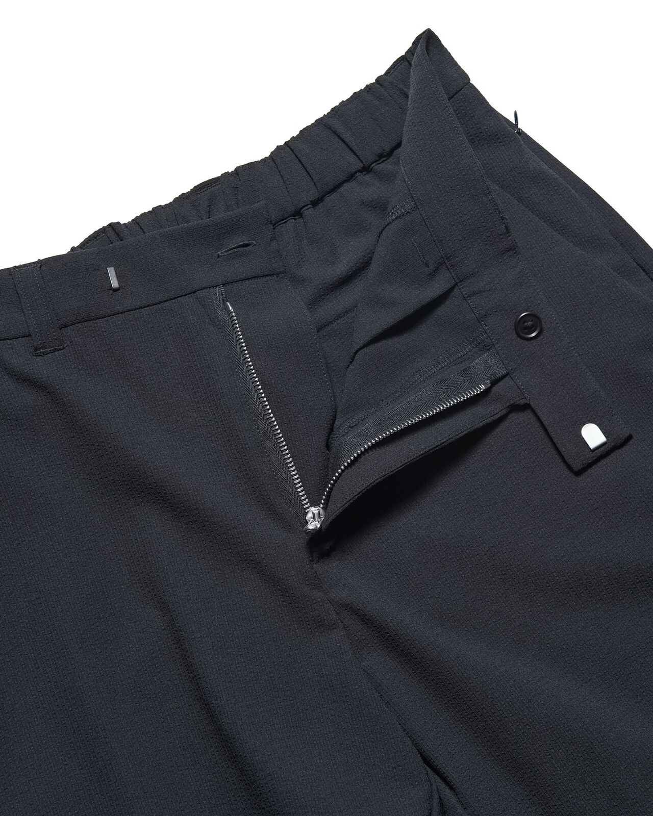 4WAY STRETCH SHIRRING SLIM-FIT SLACKS,BLACK, large image number 3