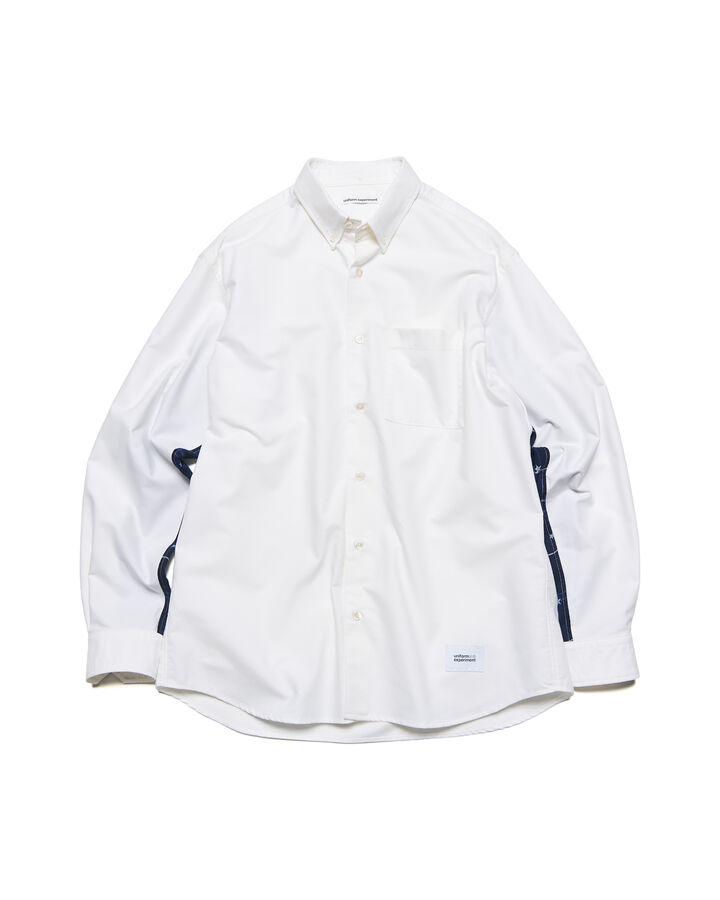 STAR PRINT CHECK PANELED B.D SHIRT,WHITE, medium