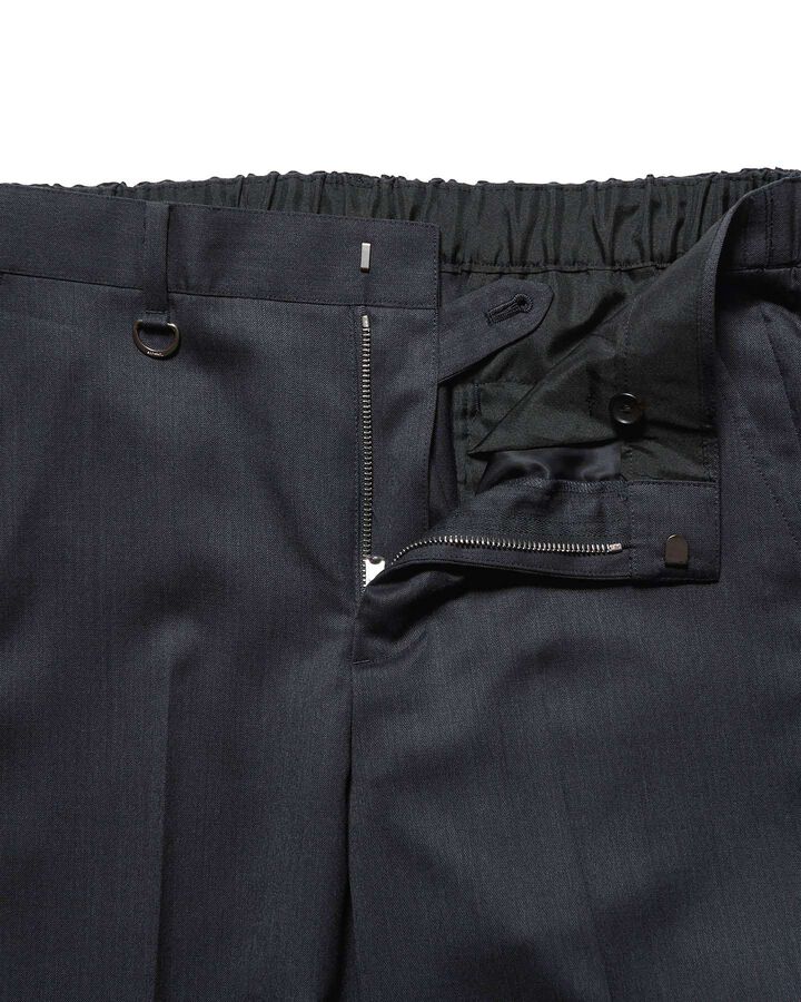 WOOL GABARDINE SLIM-FIT SHIRRING SLACKS,CHARCOAL GRAY, medium image number 2