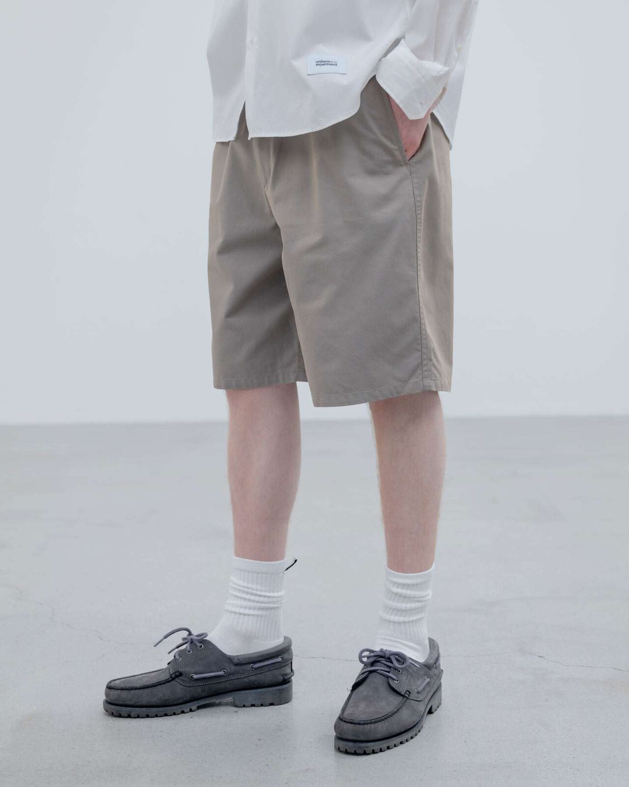 CHAMBRAY EASY SHORTS,BEIGE, large image number 3