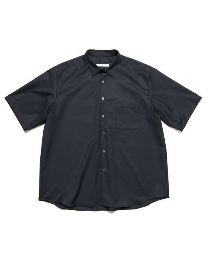 SUMMER STRETCH WOOL S/S SHIRT,BLACK, medium