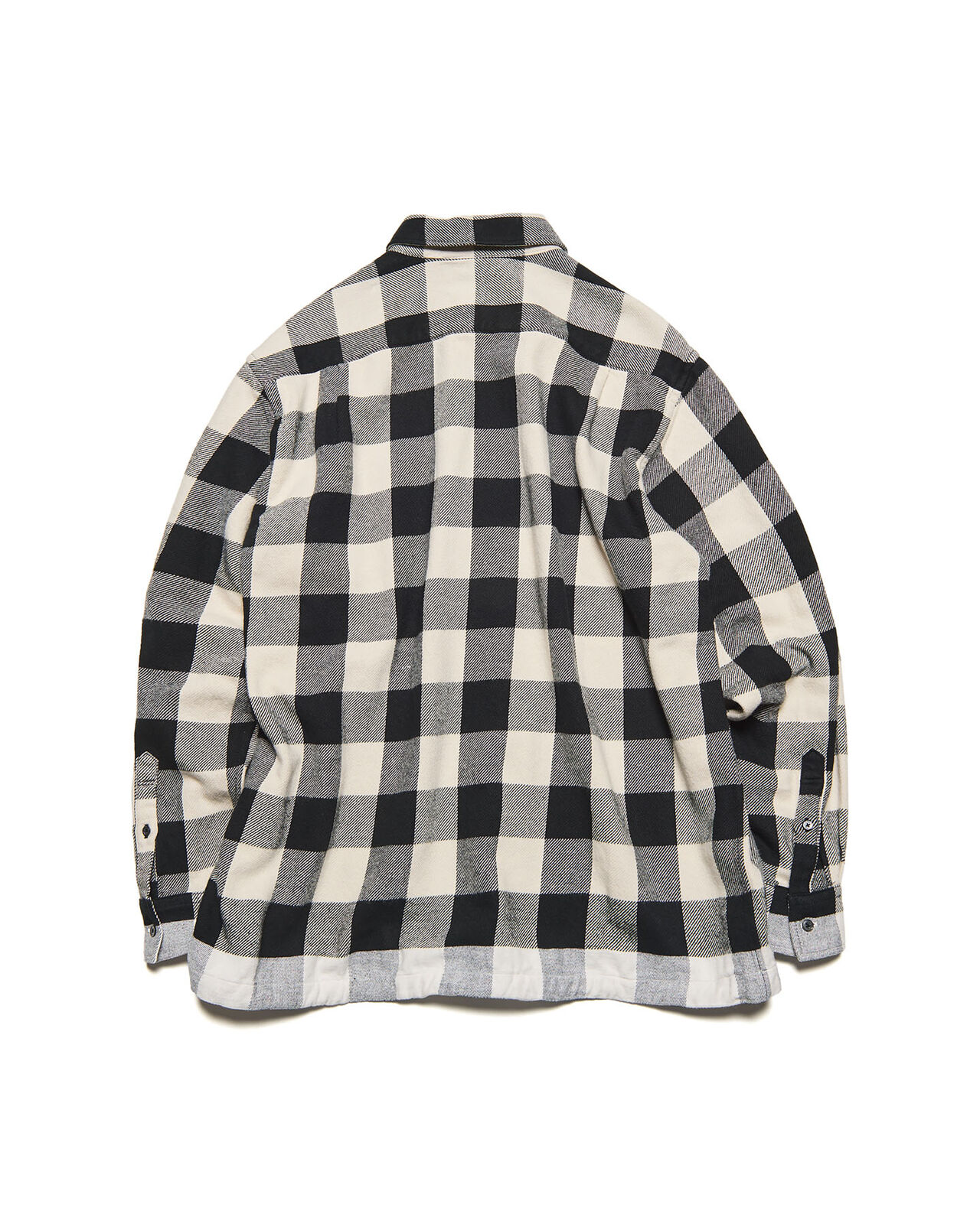 LINE FLANNEL CHECK DRAWCORD SHIRT,BLACK, large image number 1