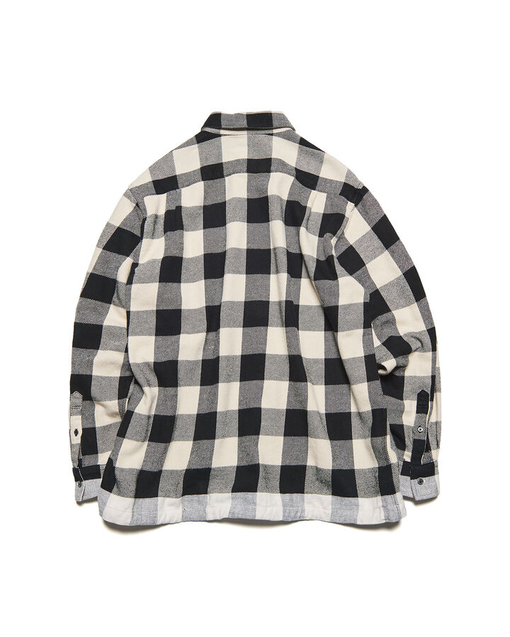 LINE FLANNEL CHECK DRAWCORD SHIRT,BLACK, medium image number 1