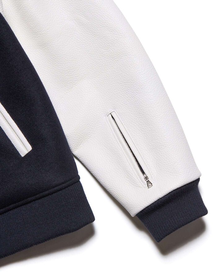 MELTON LAMBSWOOL VARSITY JACKET,NAVY, medium image number 4