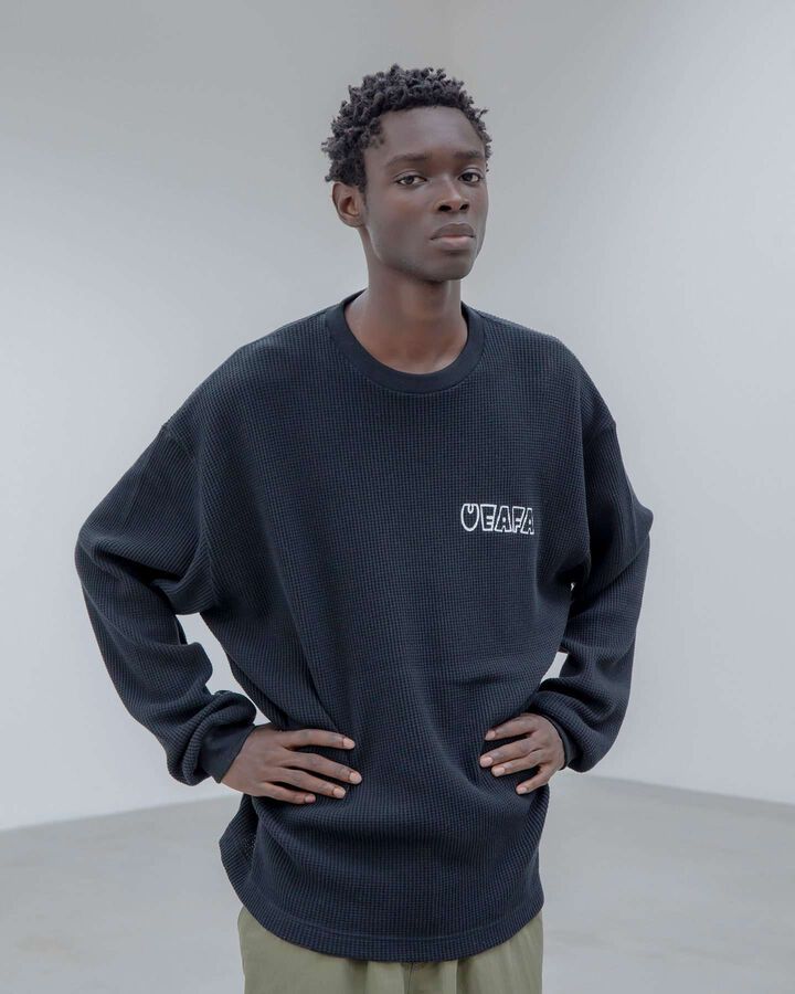 UEAFA WAFFLE L/S BAGGY TEE,KHAKI, medium image number 3