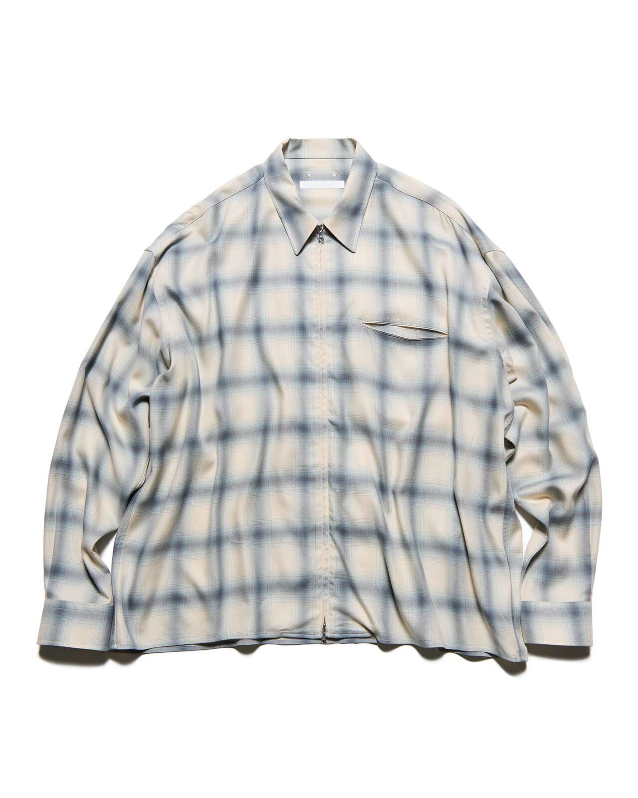 DRAPE ZIP-UP SHIRT,OFF WHITE, large image number 0