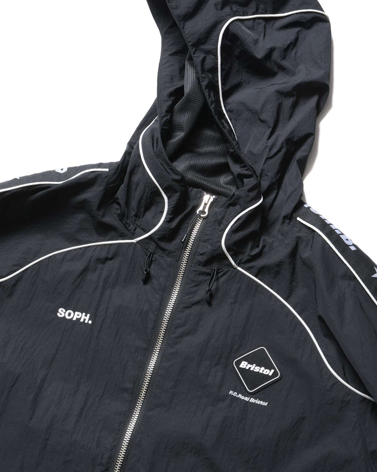 NYLON CHAMBRAY PRACTICE HOODED JACKET,BLACK, large image number 2