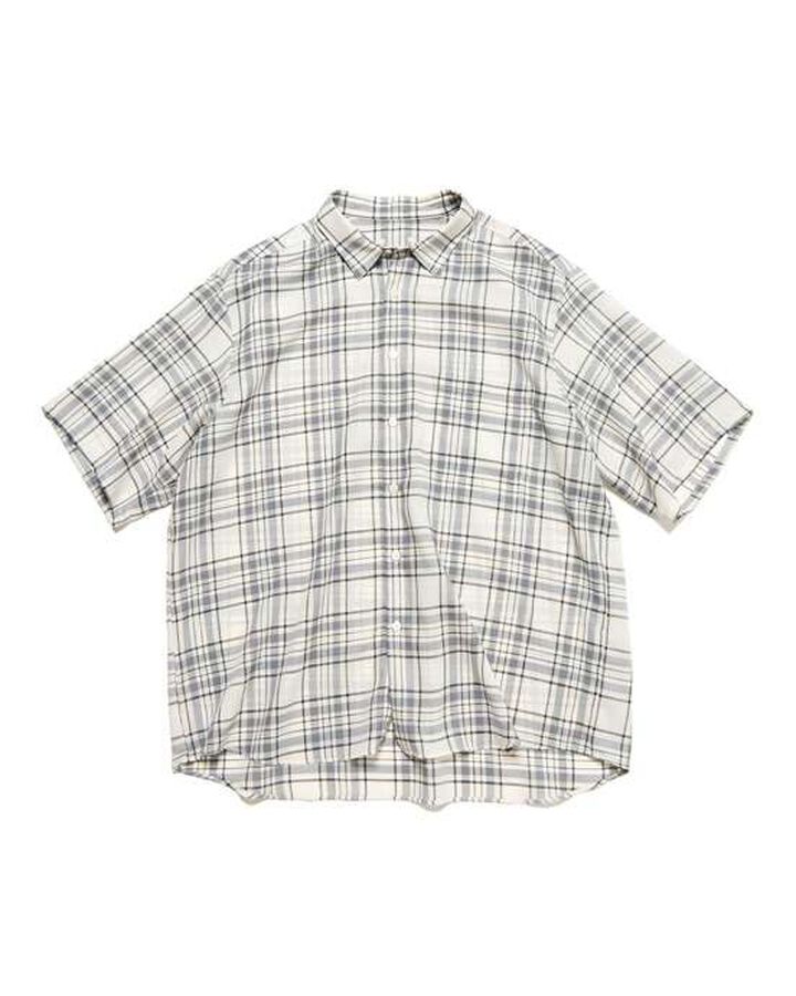 SUMMER WOOL CHECK S/S SHIRT,WHITE, medium