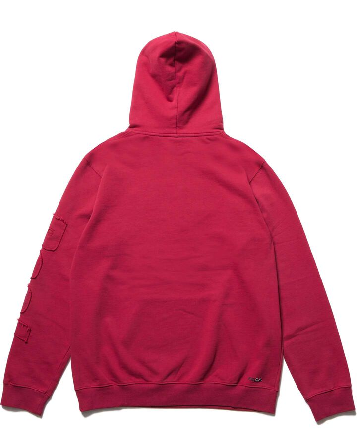 CUT-OFF LOGO SWEAT HOODIE,RED, medium image number 1