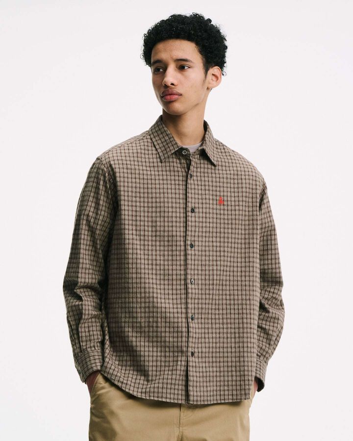COTTON FLANNEL RELAX-FIT SHIRT,OFF WHITE, medium image number 5