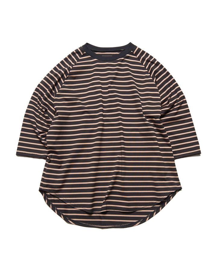 BORDER RAGLAN 3/4 SLEEVE WIDE TEE,BEIGE, medium