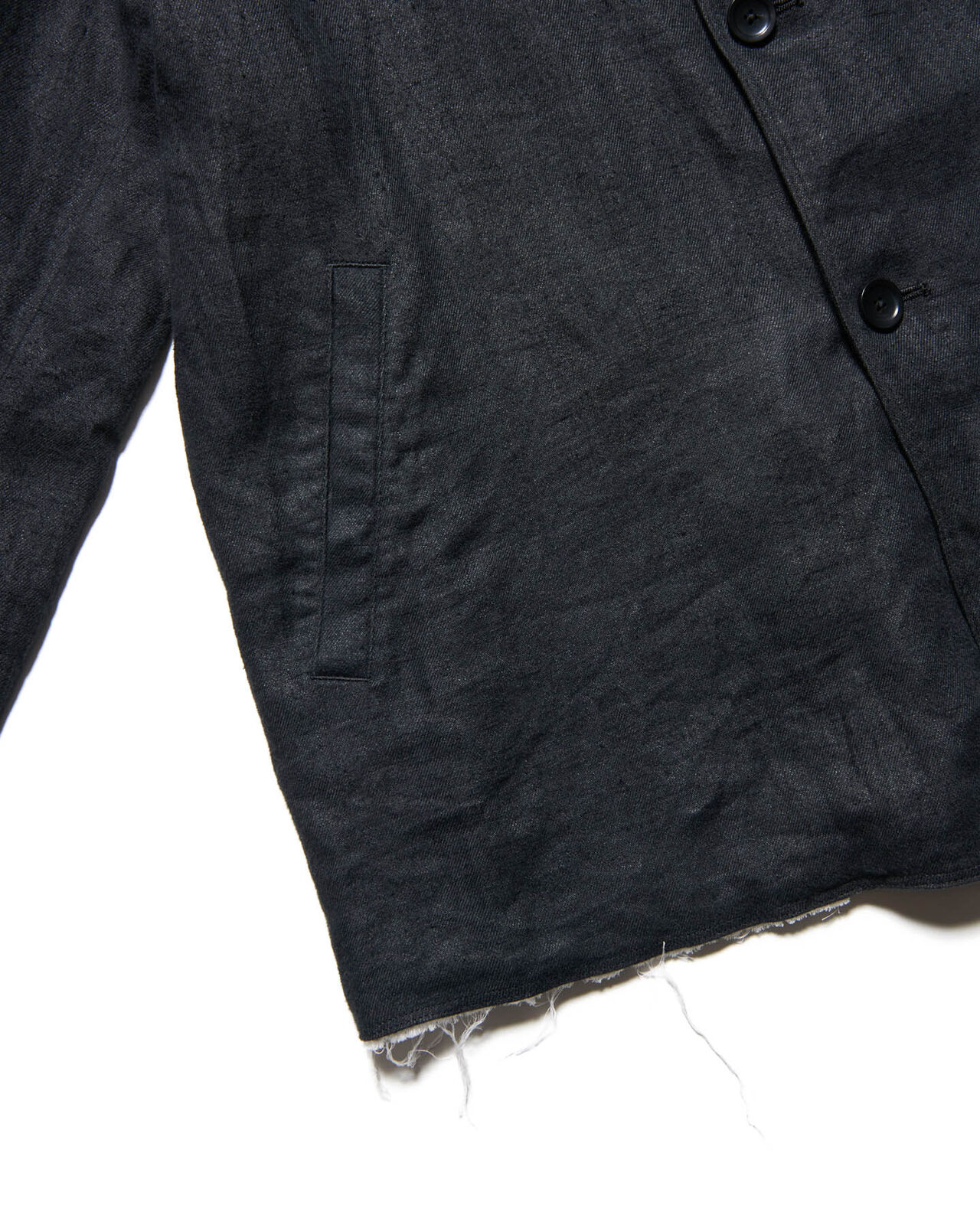 BRUSHED LINEN CUT-OFF JACKET,BLACK, large image number 4