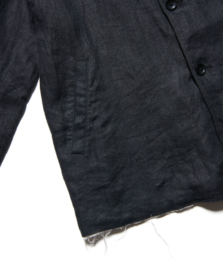 BRUSHED LINEN CUT-OFF JACKET,BLACK, medium image number 4