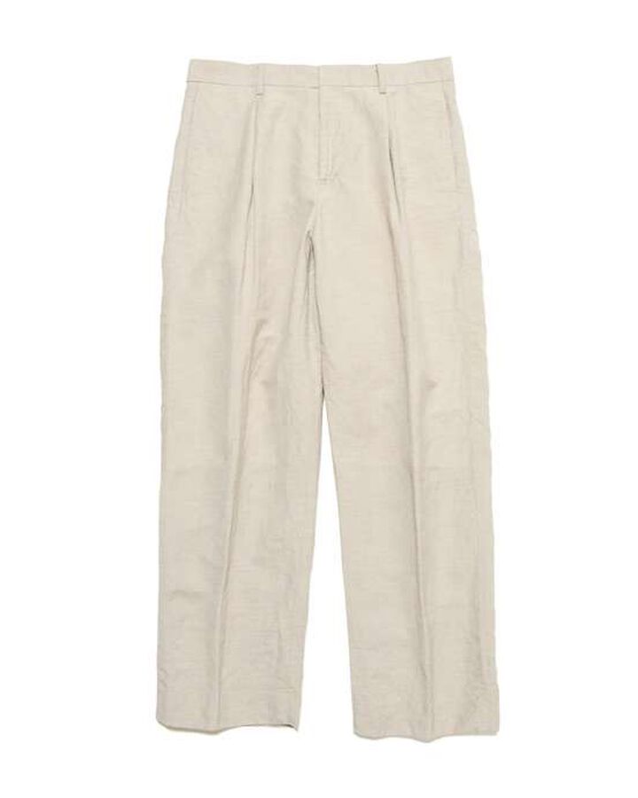 LINEN WOOL 1TUCK SLACKS,BEIGE, medium image number 0