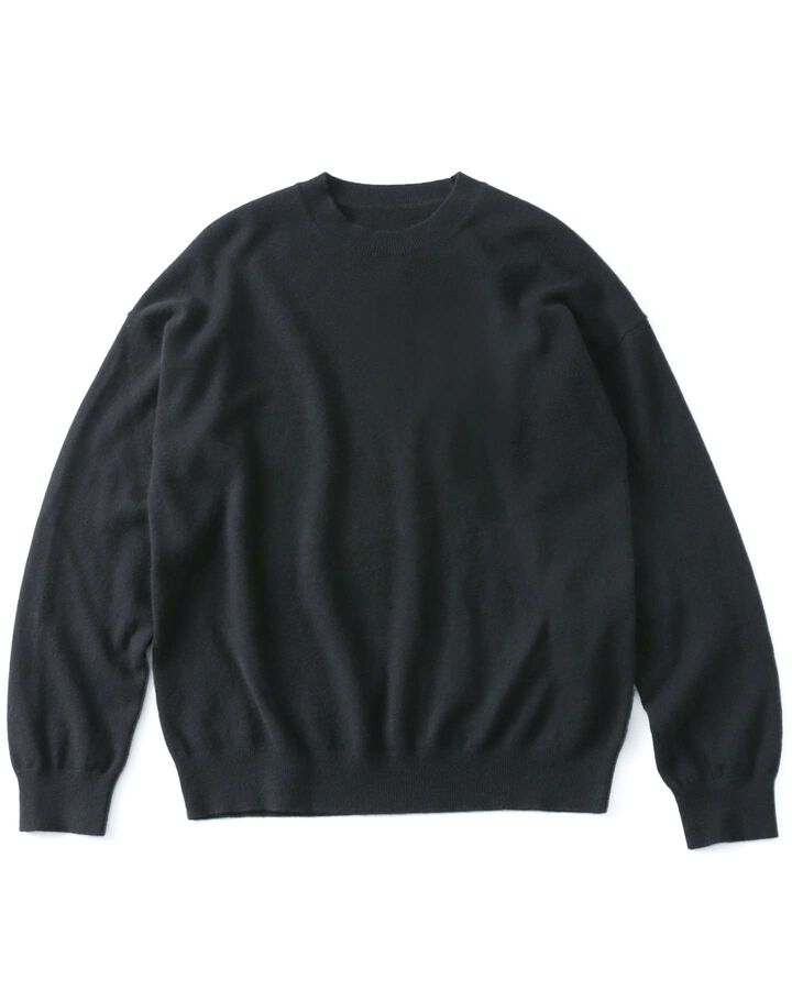 CASHMERE HIGH GAUGE CREWNECK KNIT,BLACK, medium