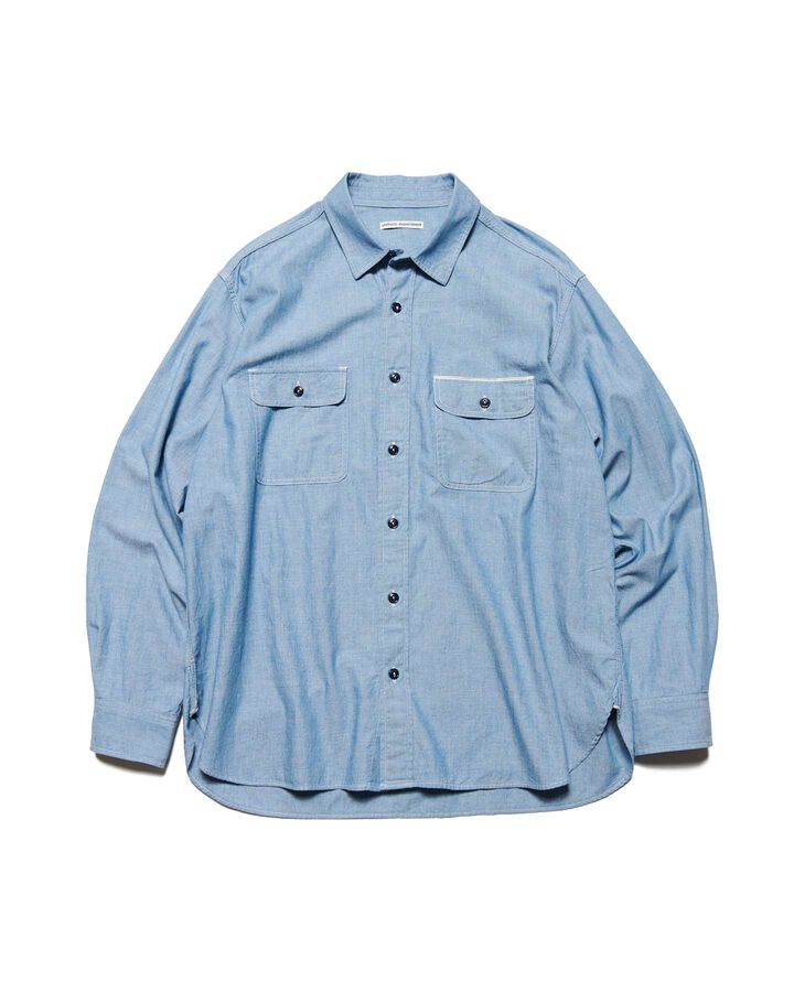 WASHED CHAMBRAY SHIRT,LIGHT INDIGO, medium image number 0