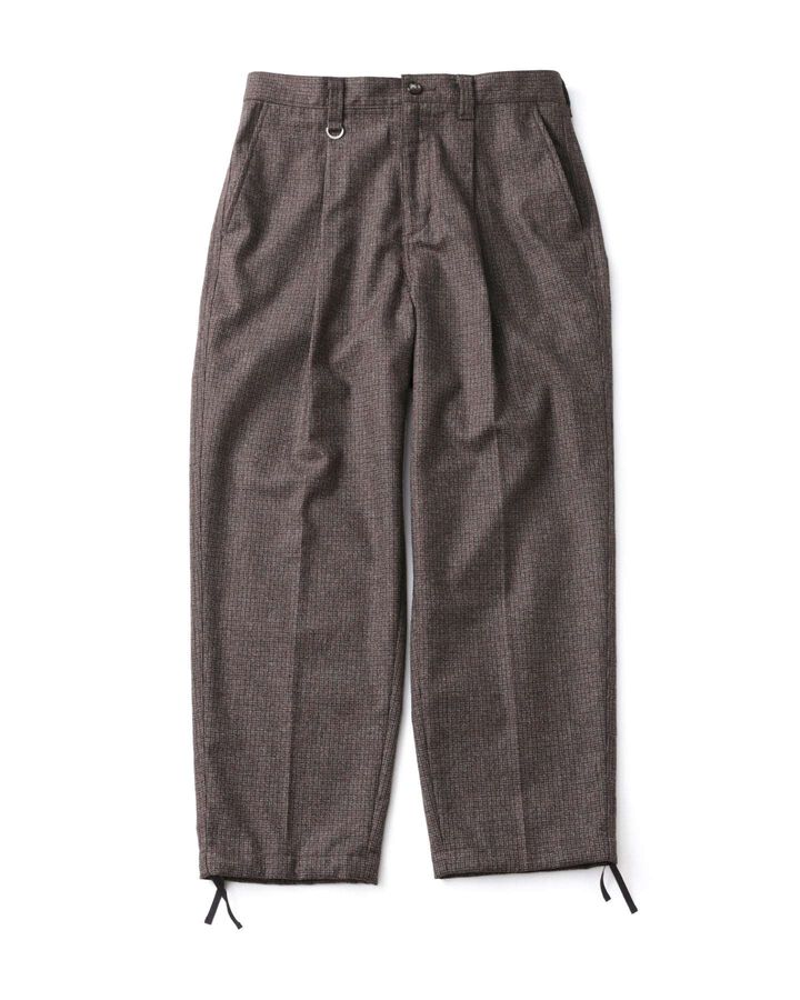 MELANGE TWEED GUNCLUB CHECK 1TUCK WIDE TAPERED PANTS,BROWN, medium