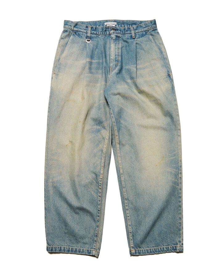FADE DENIM BOLD-FIT TUCK JEANS,INDIGO, medium