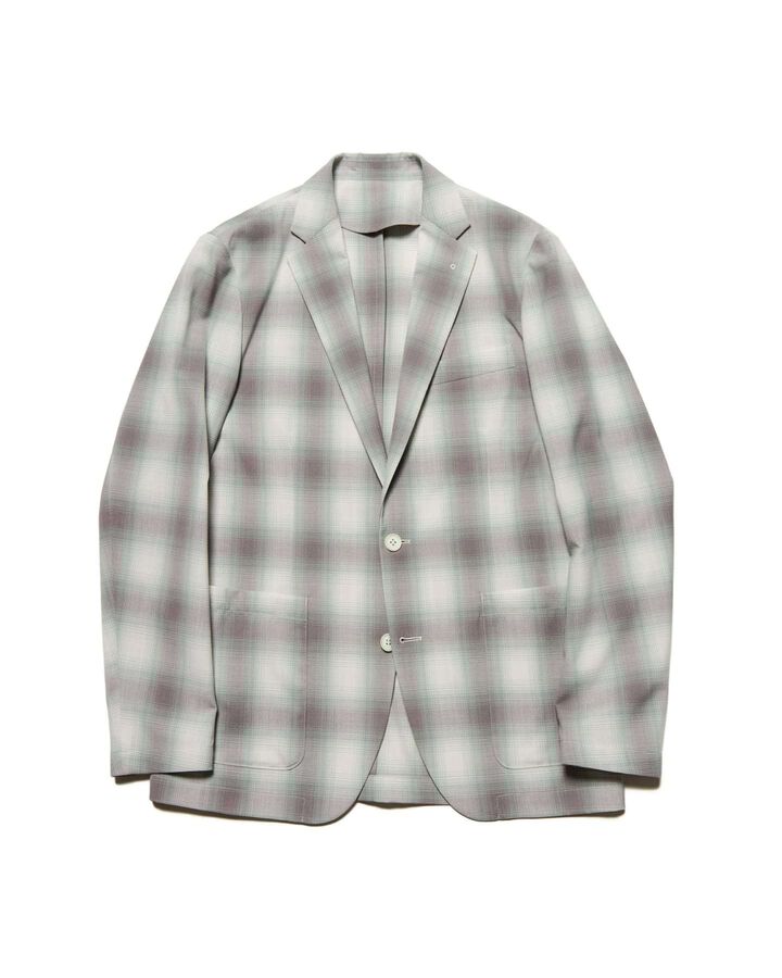 HIGH-TWIST OMBRE CHECK JACKET,GRAY, medium