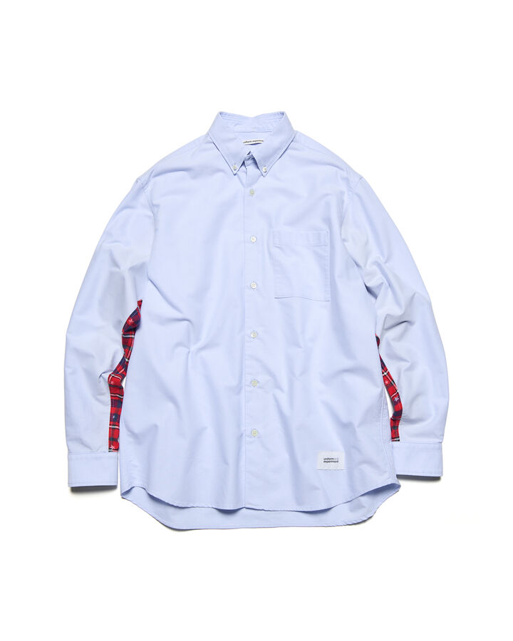 STAR PRINT CHECK PANELED B.D SHIRT,BLUE, medium