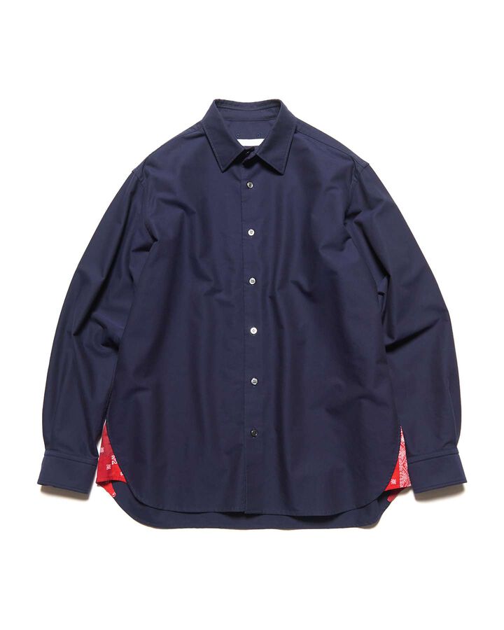 PATTERNED GUSSET SHIRT,NAVY, medium