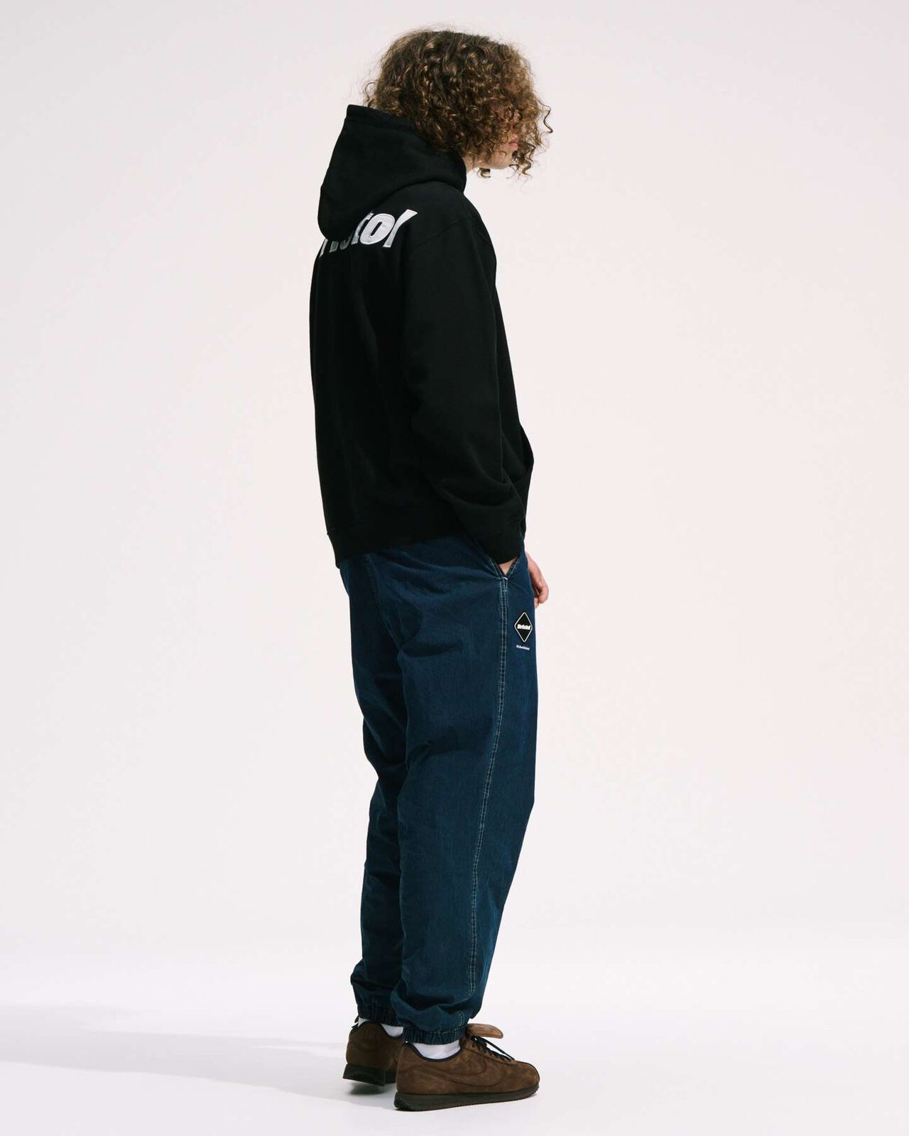 WASHED CRISP DENIM TRACK PANTS,INDIGO, large image number 6