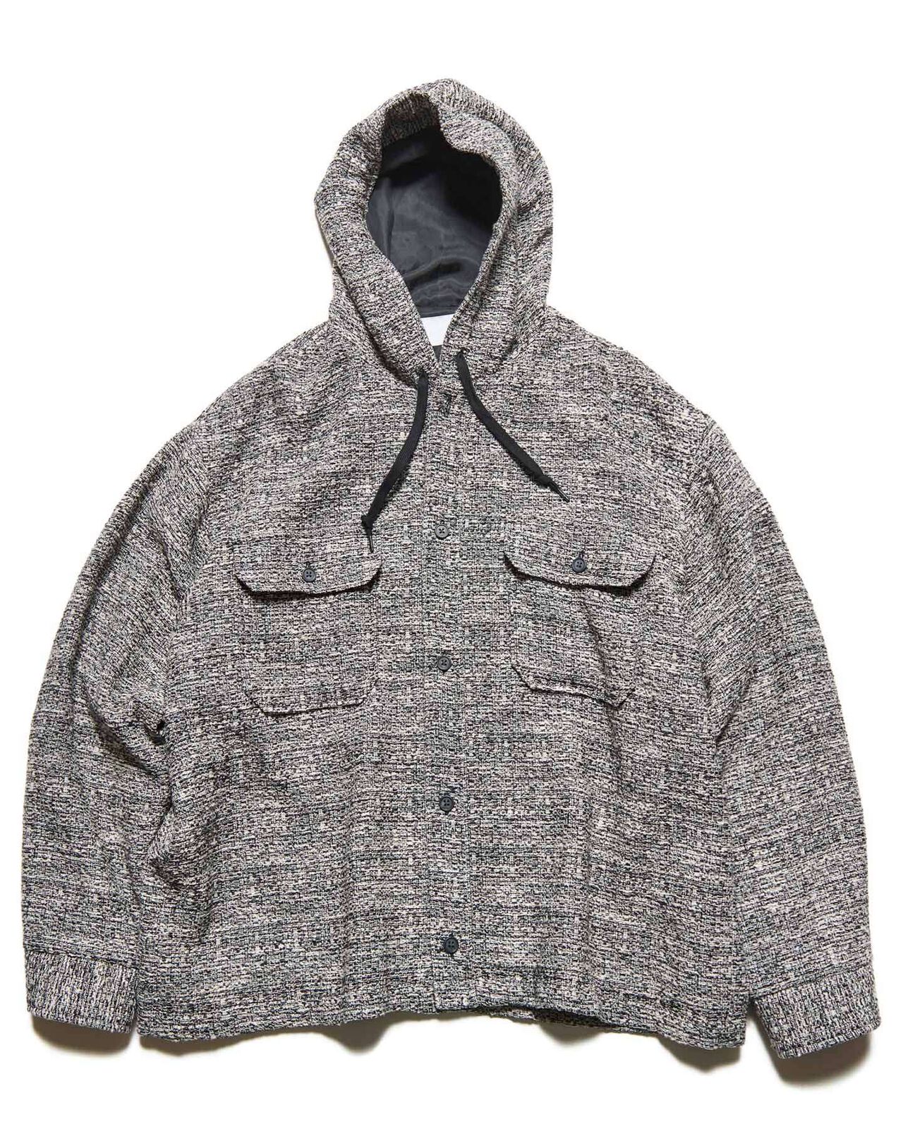 FANCY TWEED HOODED SHIRT,B, large image number 0