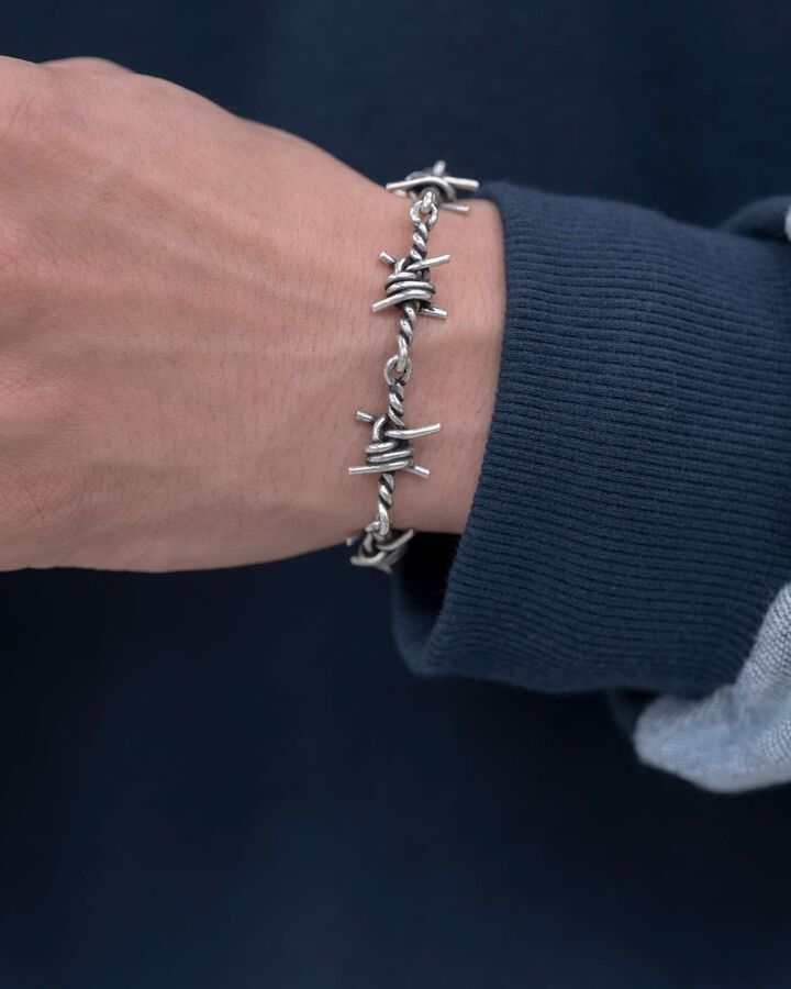 BARBED WIRE BRACELET,SILVER, medium image number 3