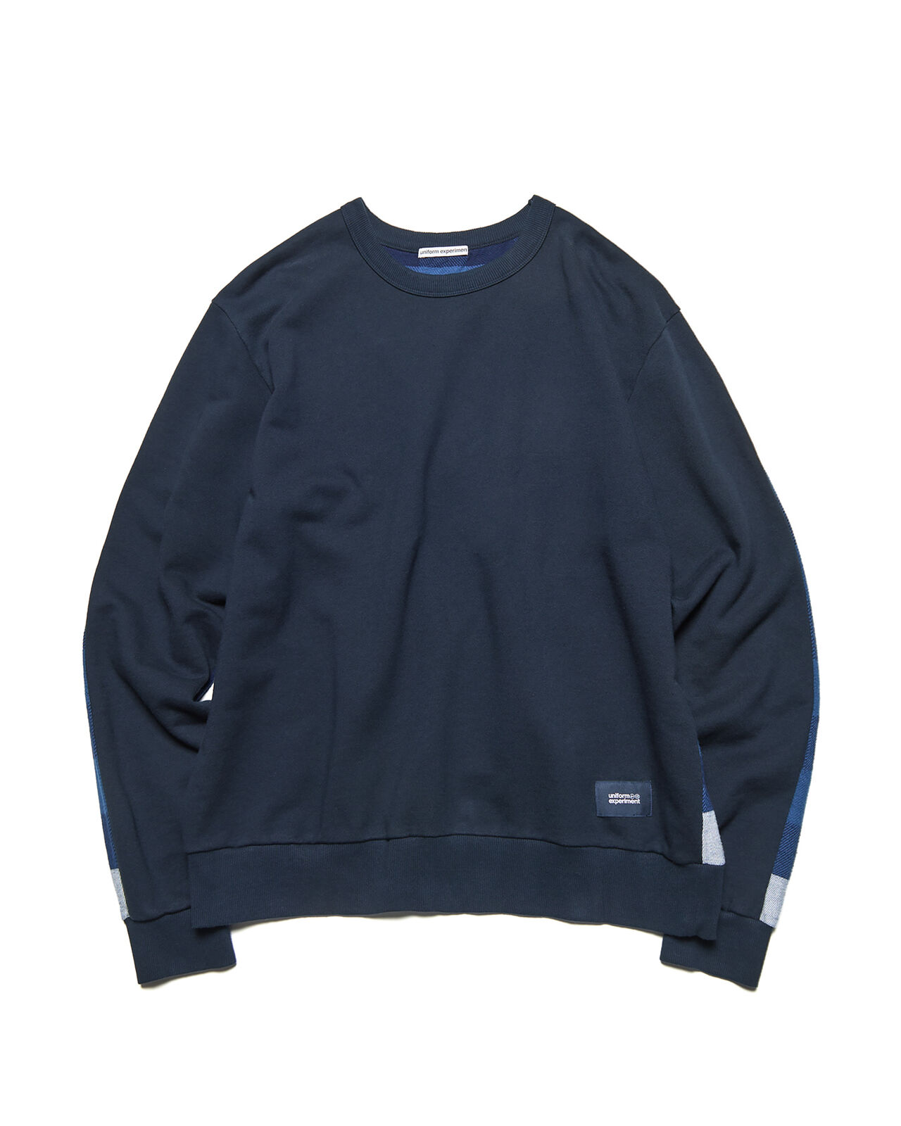 LINE FLANNEL CHECK PANELED CREWNECK TOP,BLUE, large image number 0