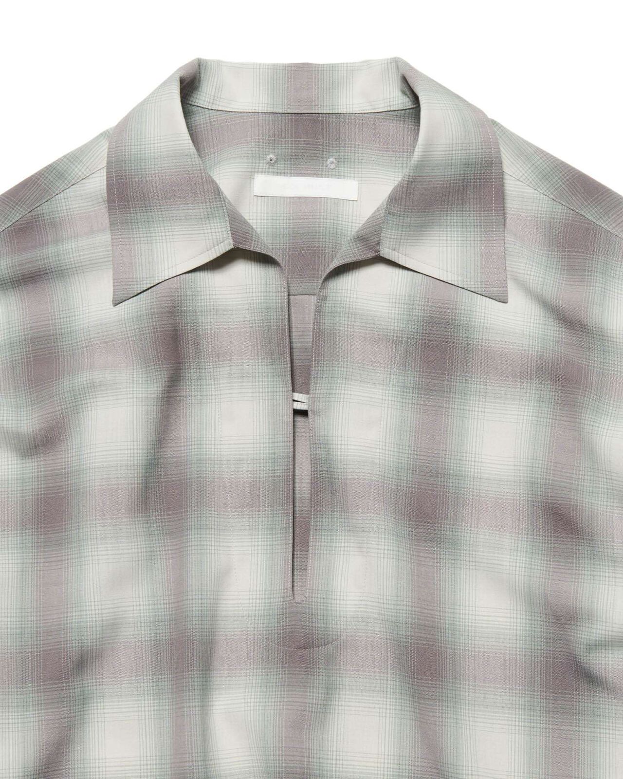 HIGH-TWIST OMBRE CHECK SKIPPER SHIRT,GRAY, large image number 2