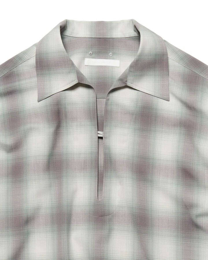 HIGH-TWIST OMBRE CHECK SKIPPER SHIRT,GRAY, medium image number 2