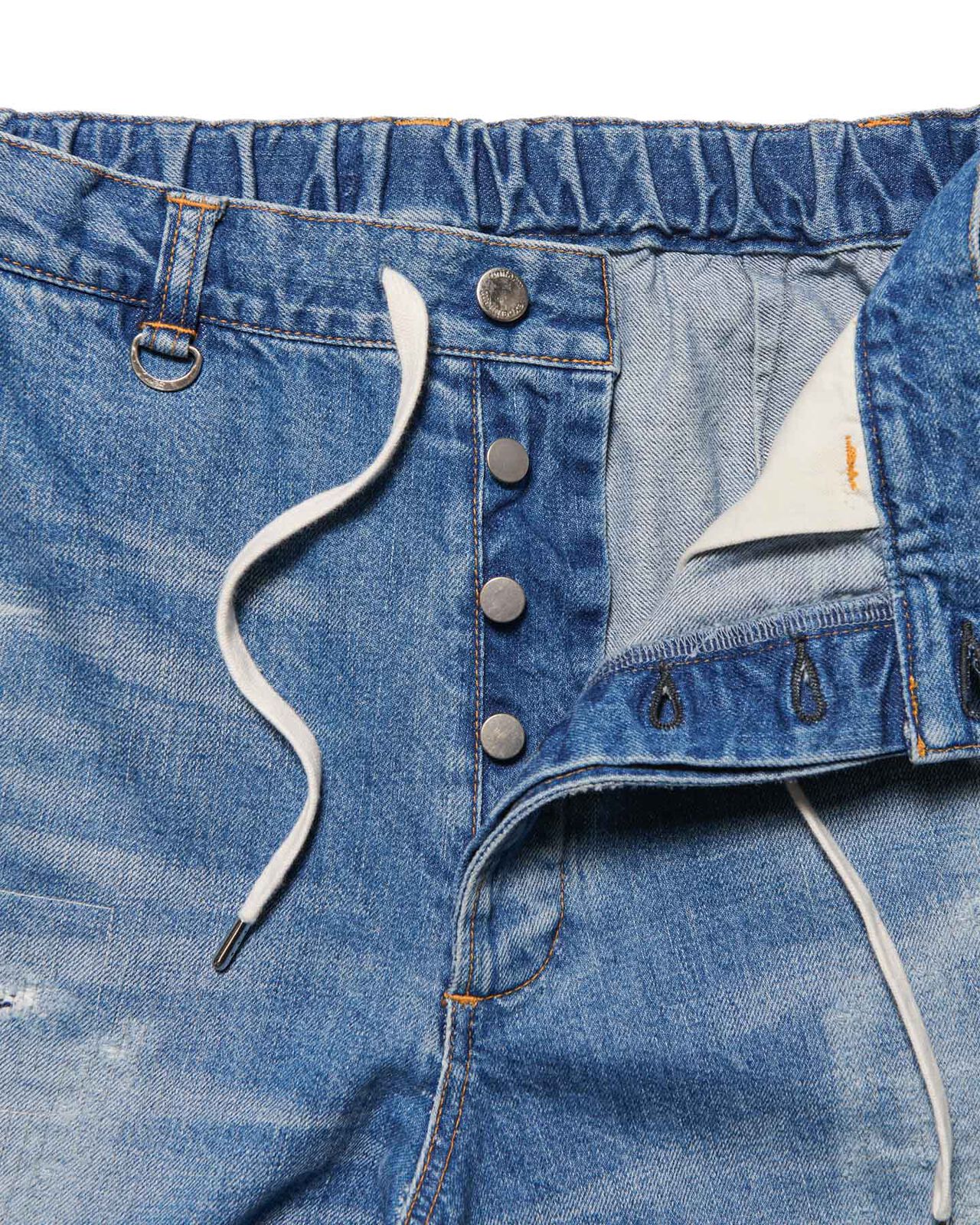 PATCHWORKED DENIM WIDE-FITJEANS,INDIGO, large image number 3