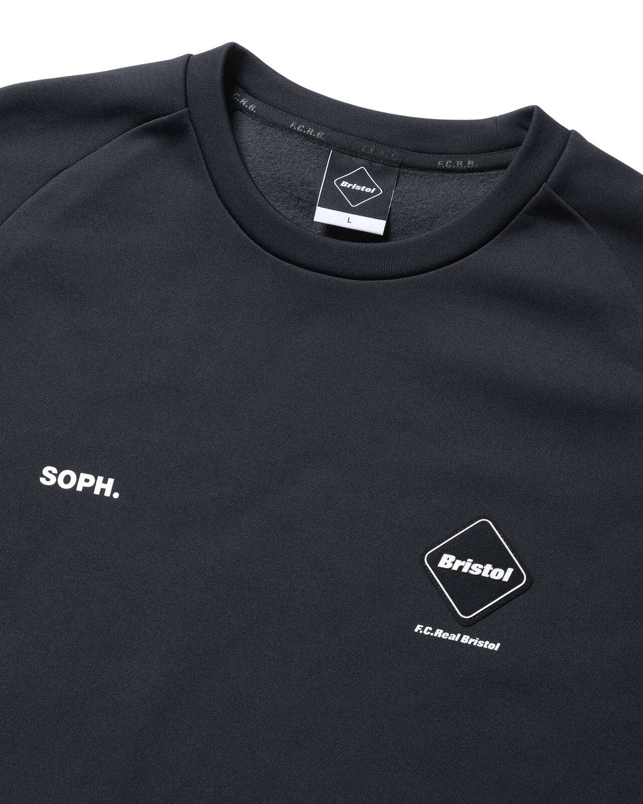 STRETCH FLEECE CREWNECK TOP,BLACK, large image number 2