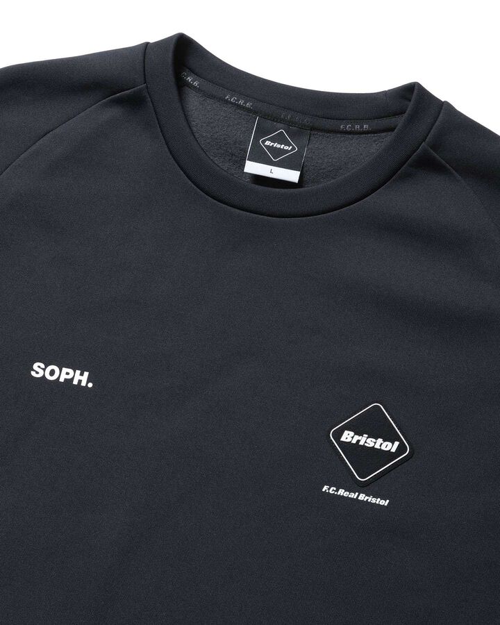 STRETCH FLEECE CREWNECK TOP,BLACK, medium image number 2